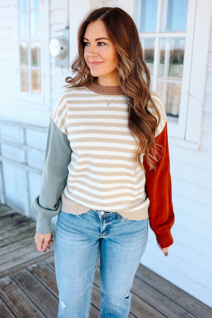 April Colorblock Striped Sweater