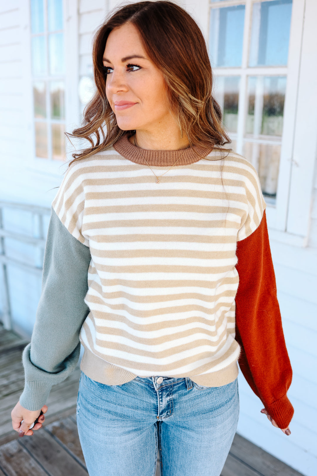 April Colorblock Striped Sweater