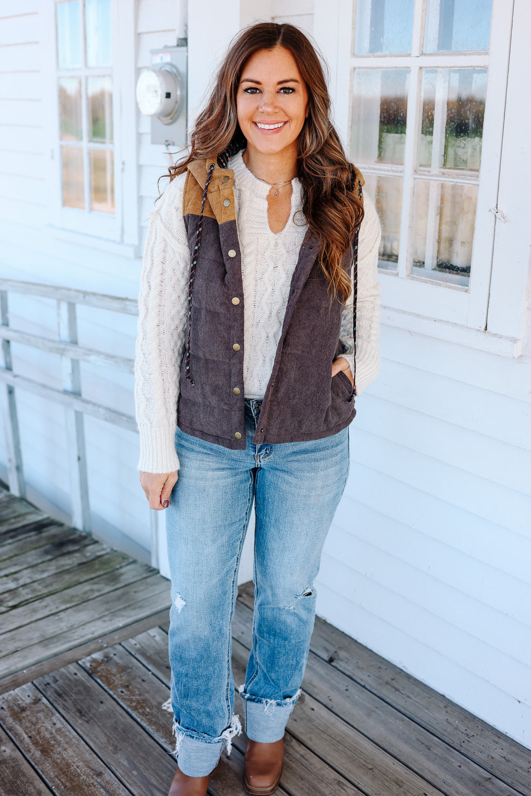 Ettie Corduroy Vest - Brown