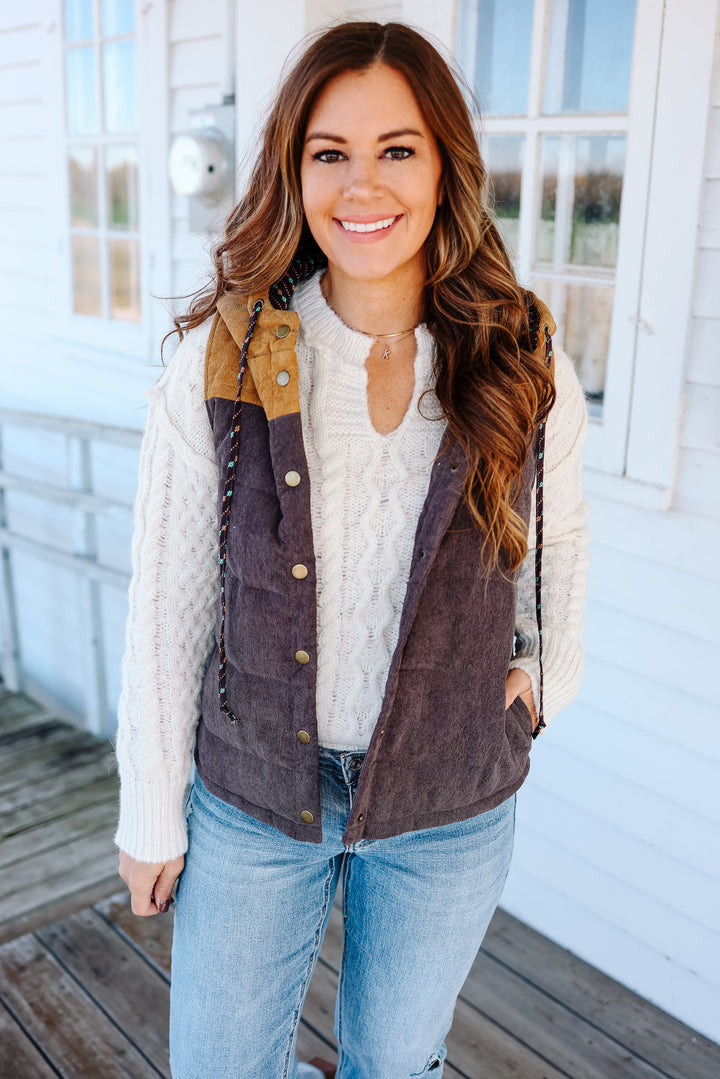 Ettie Corduroy Vest - Brown