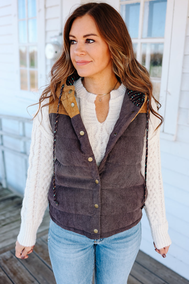 Ettie Corduroy Vest - Brown