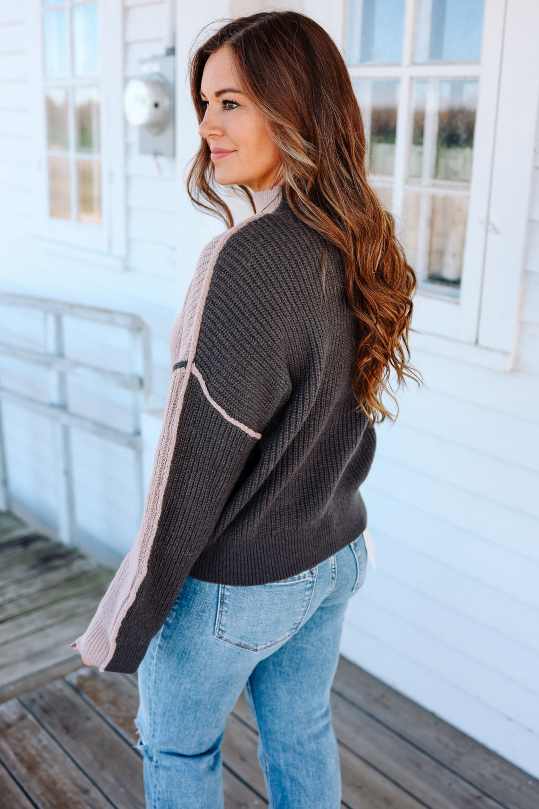 Dahlia Contrast Mockneck Sweater