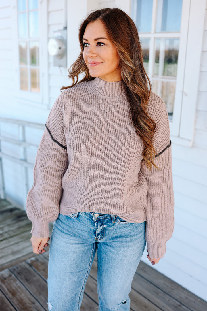 Dahlia Contrast Mockneck Sweater