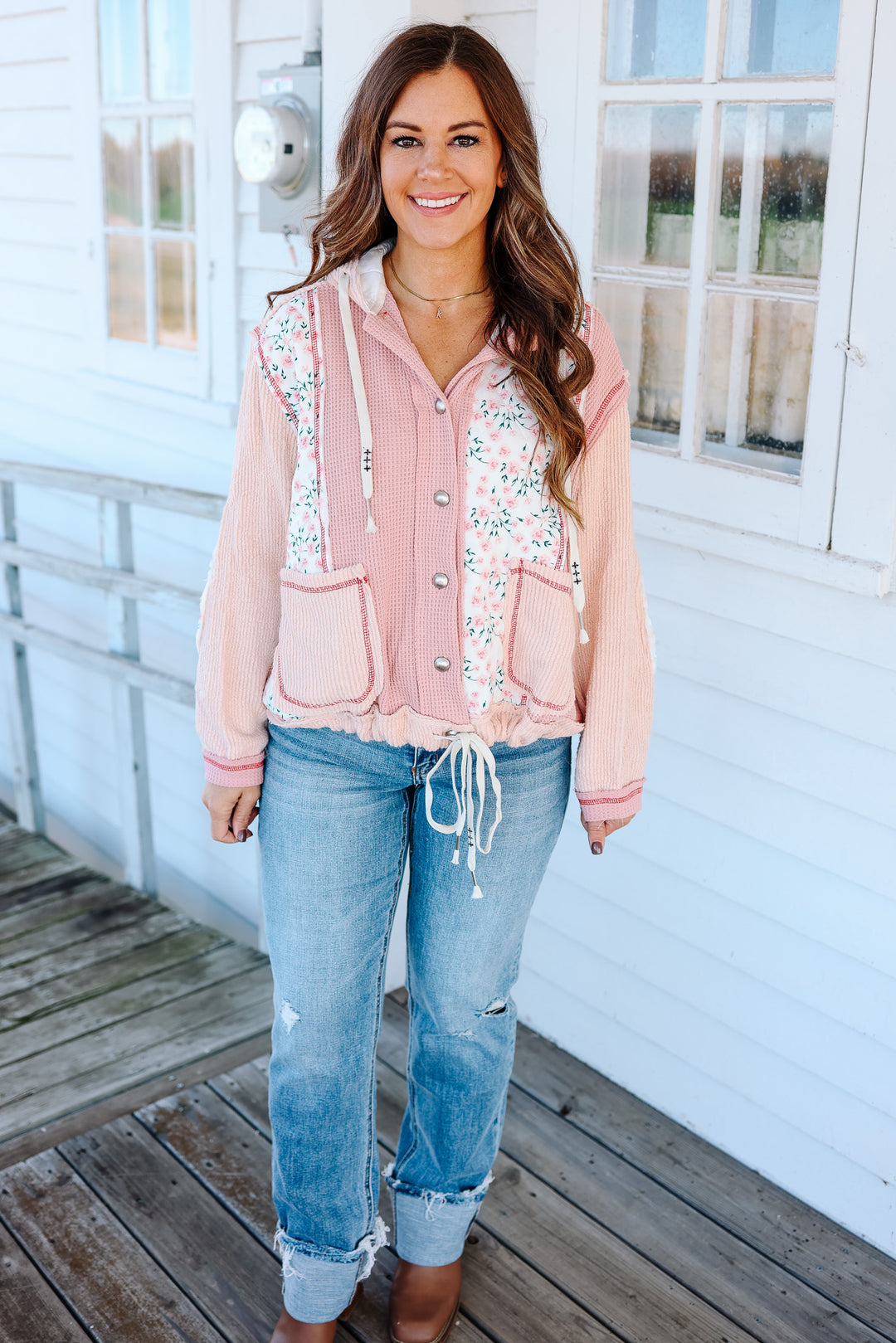 Clare Floral Quilted Jacket - Pink Multi