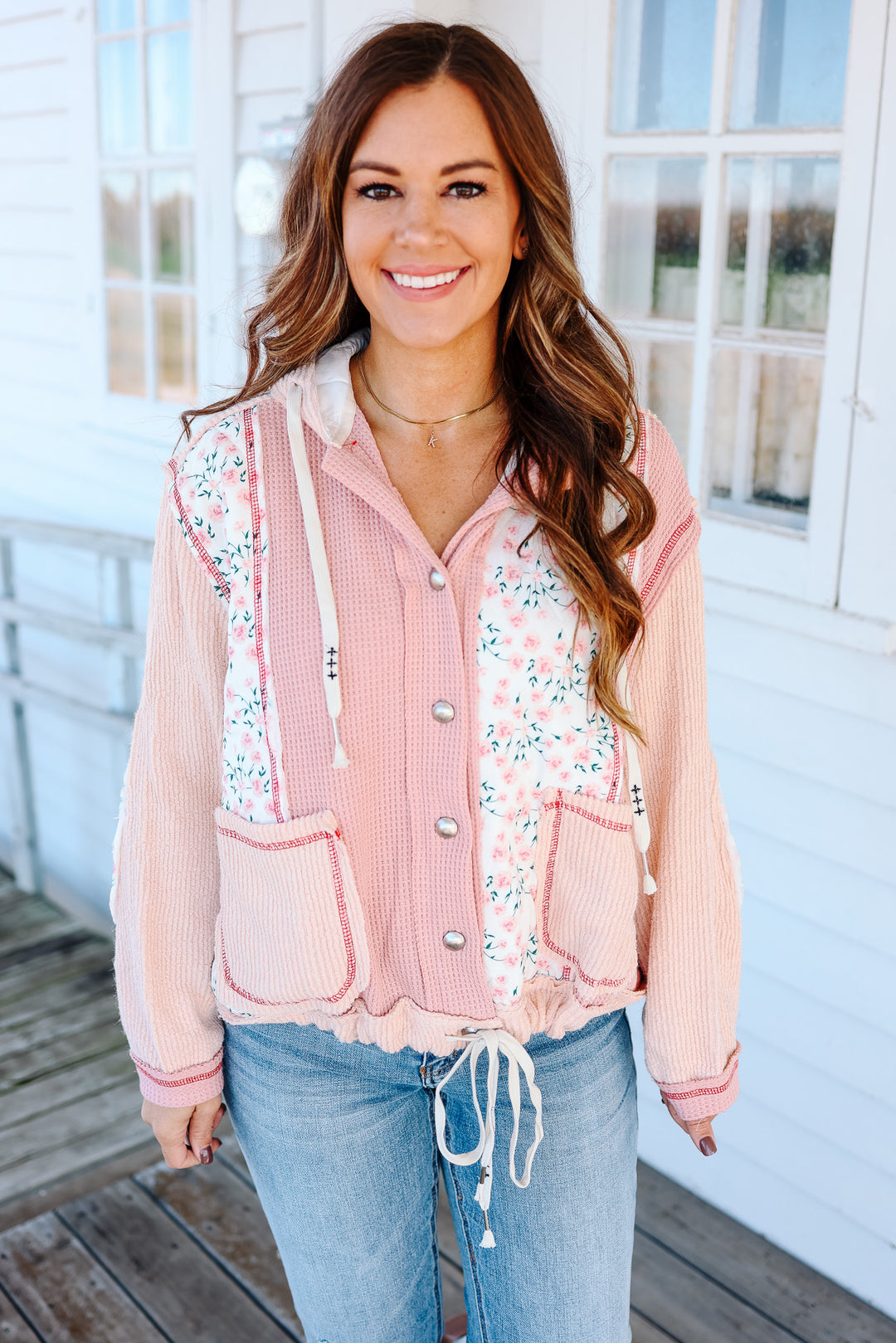 Clare Floral Quilted Jacket - Pink Multi