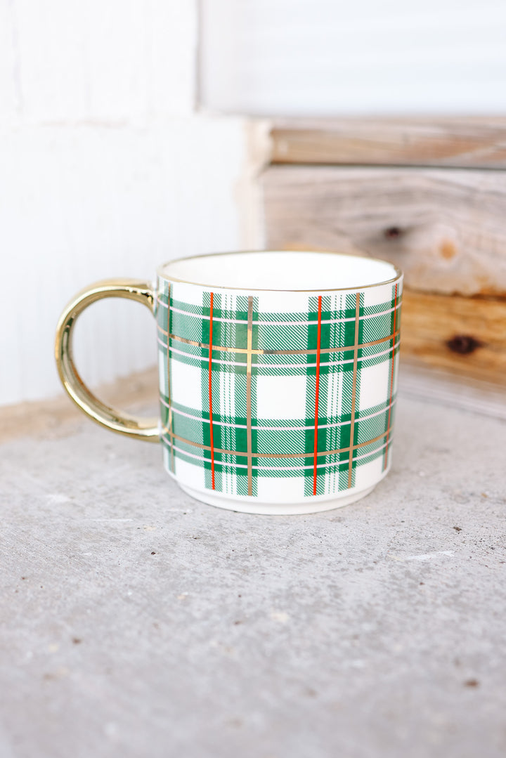 Green Plaid Coffee Mug