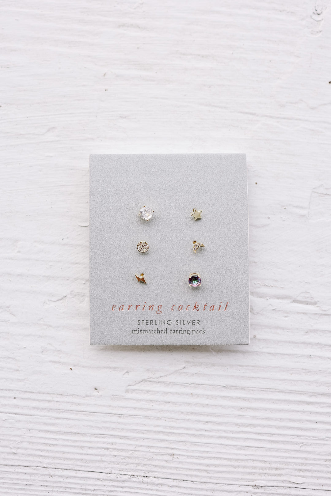 Moon Star Stud Earrings Set