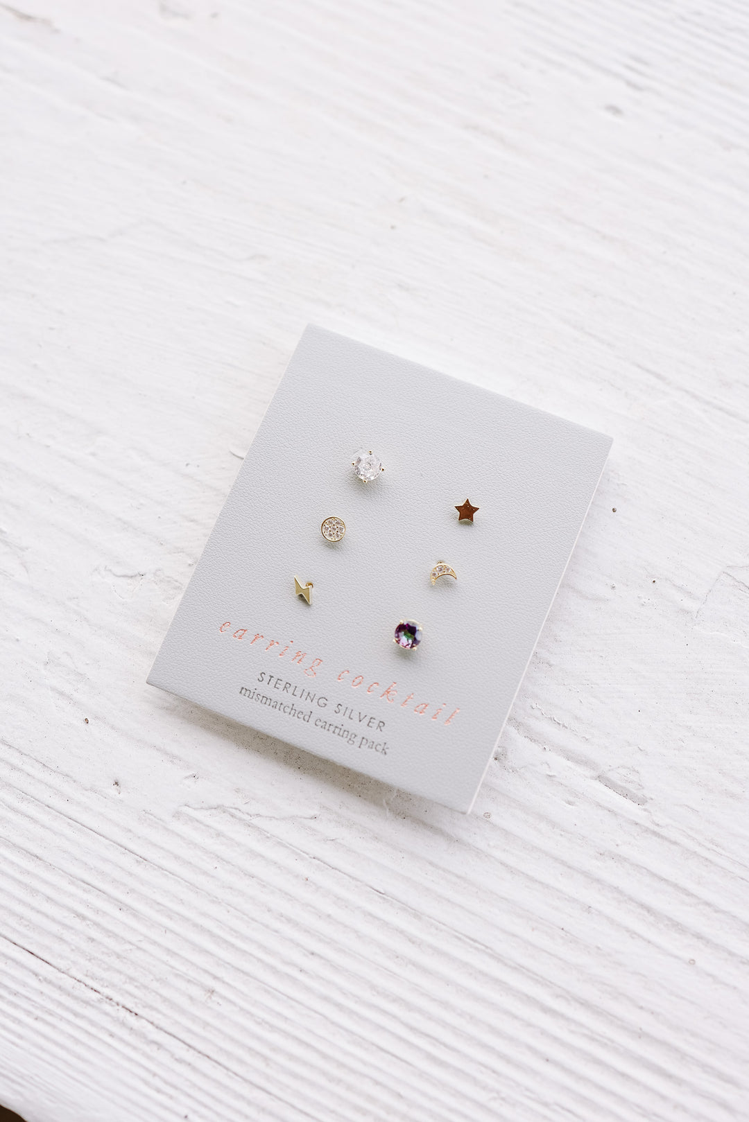 Moon Star Stud Earrings Set