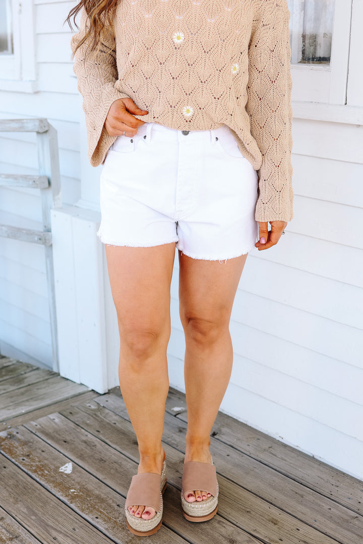 Baylor White Denim Shorts