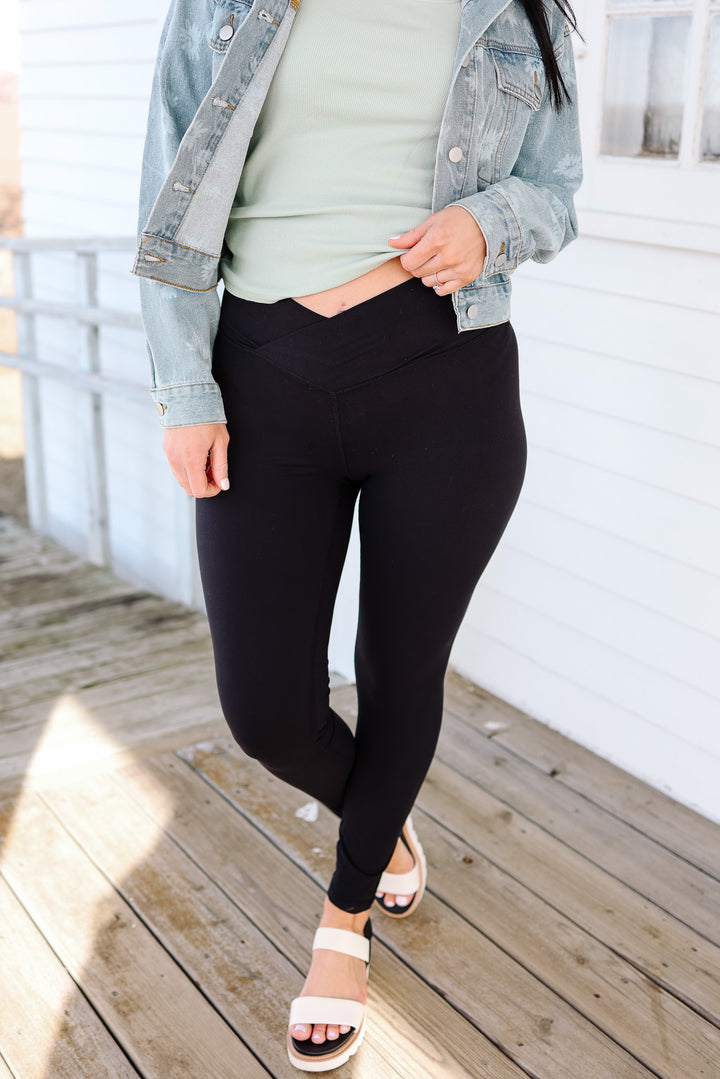 V Waist Full Length Leggings