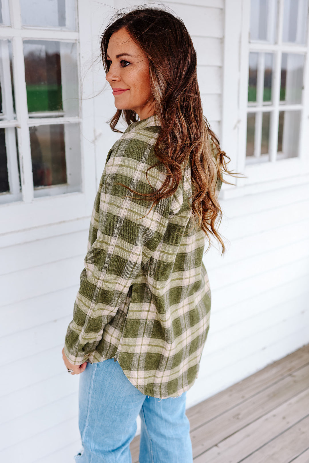 Jovie Button Down Flannel - Olive