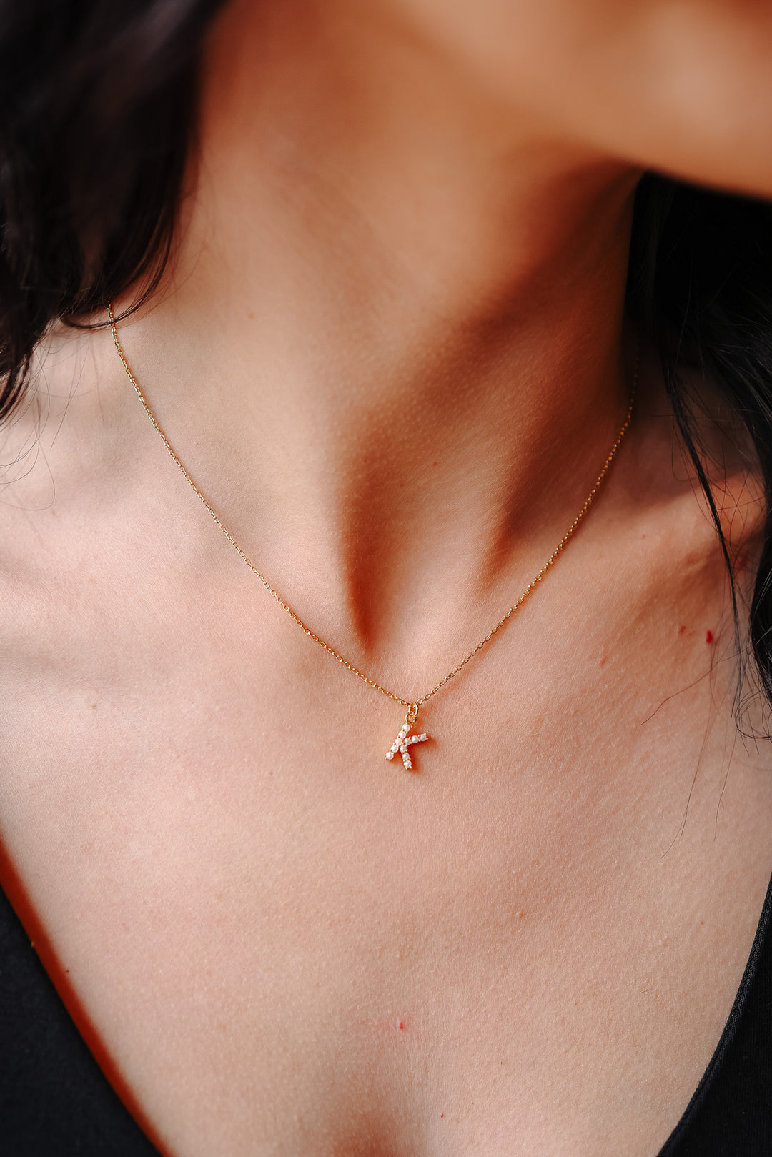 Dainty Love Pearl Initial Necklace