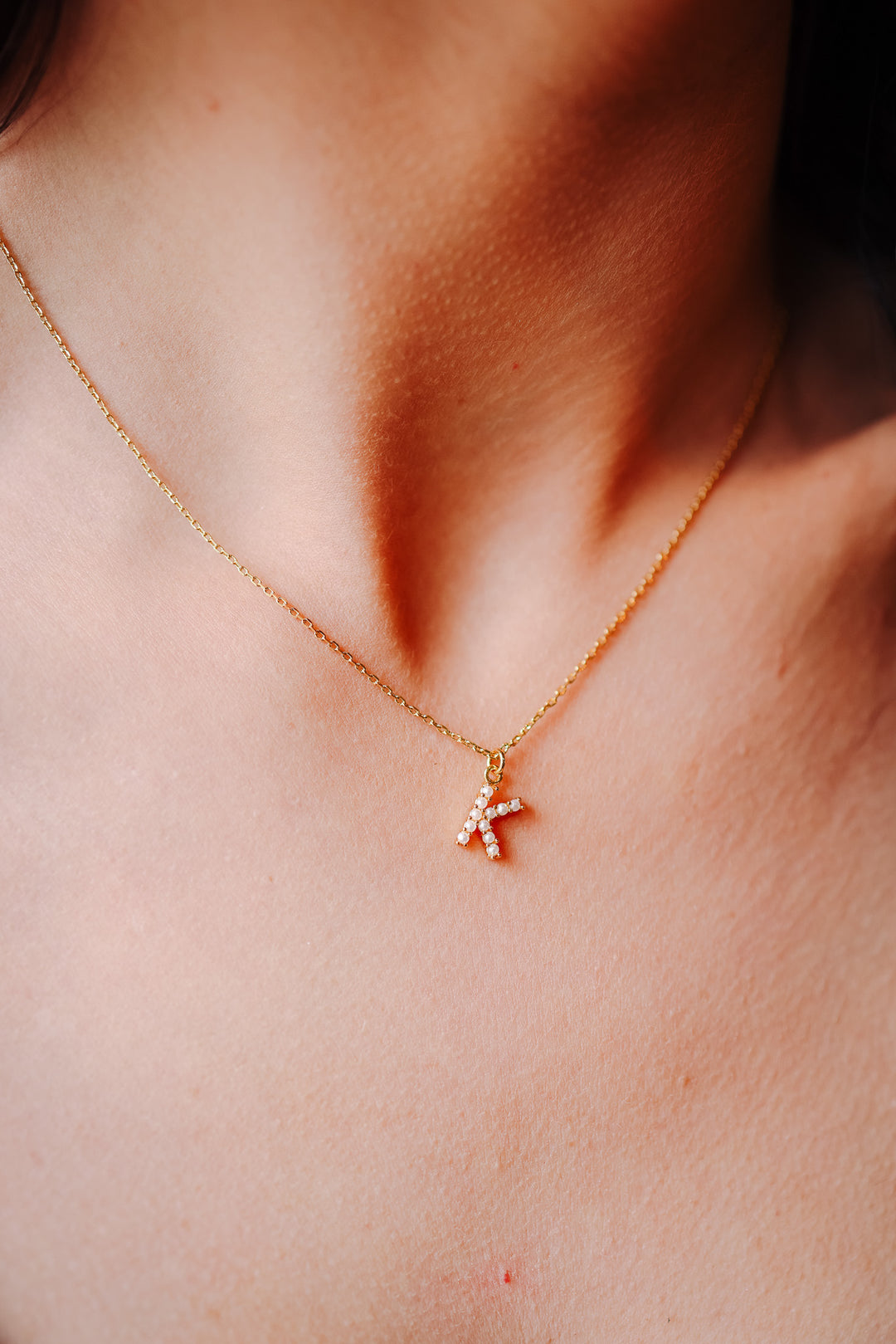 Dainty Love Pearl Initial Necklace