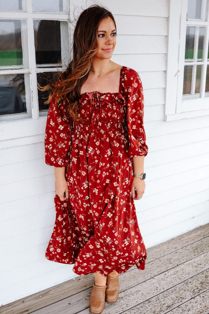 Rae Floral Smocked Midi Dress