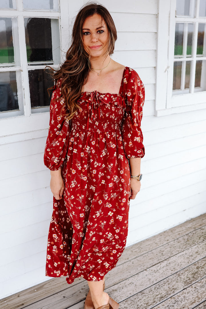 Rae Floral Smocked Midi Dress