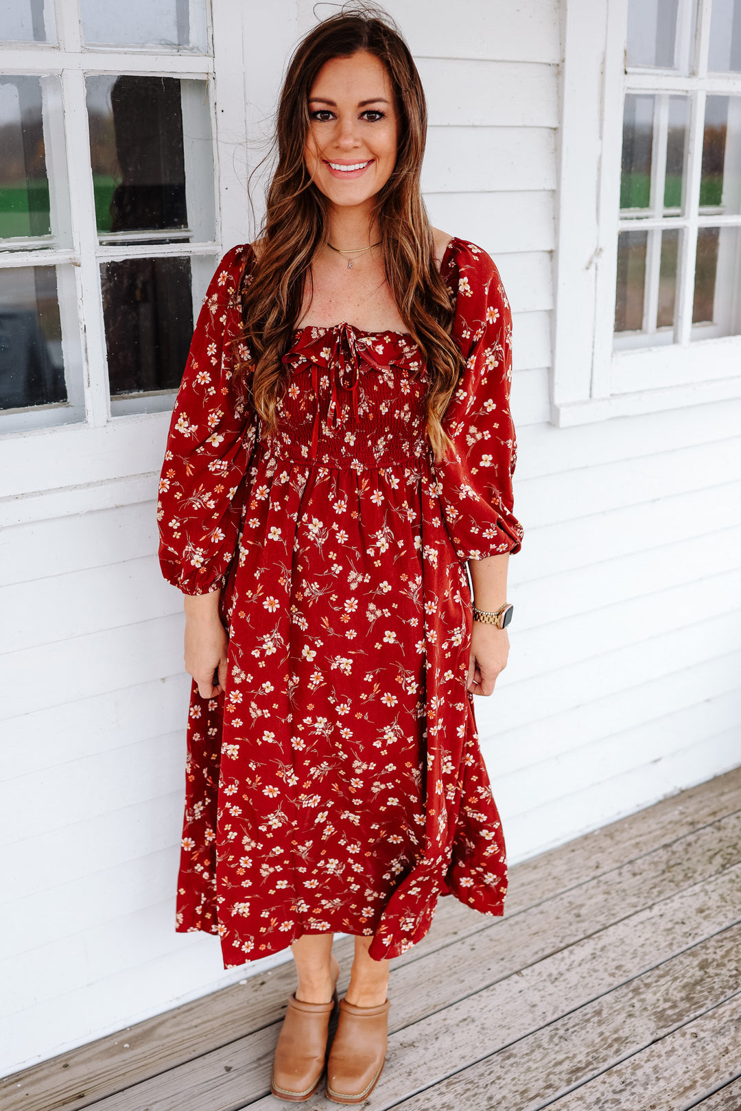 Rae Floral Smocked Midi Dress