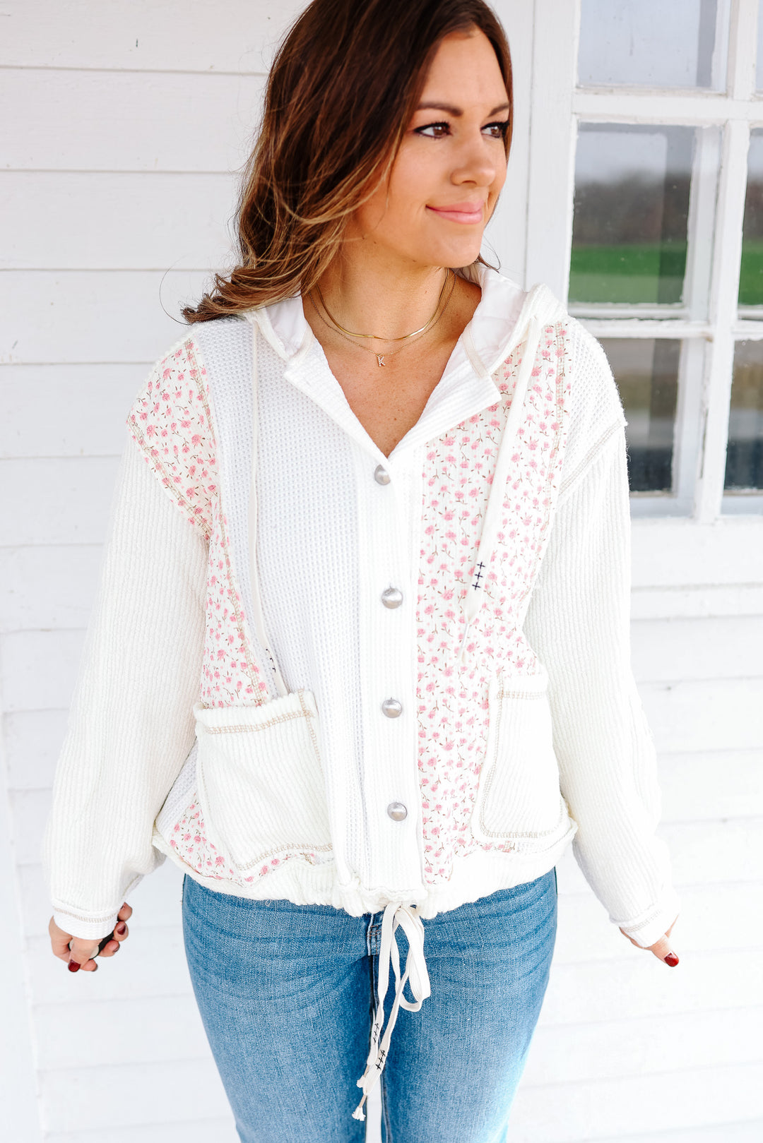 Clare Floral Quilted Jacket - Cream Multi