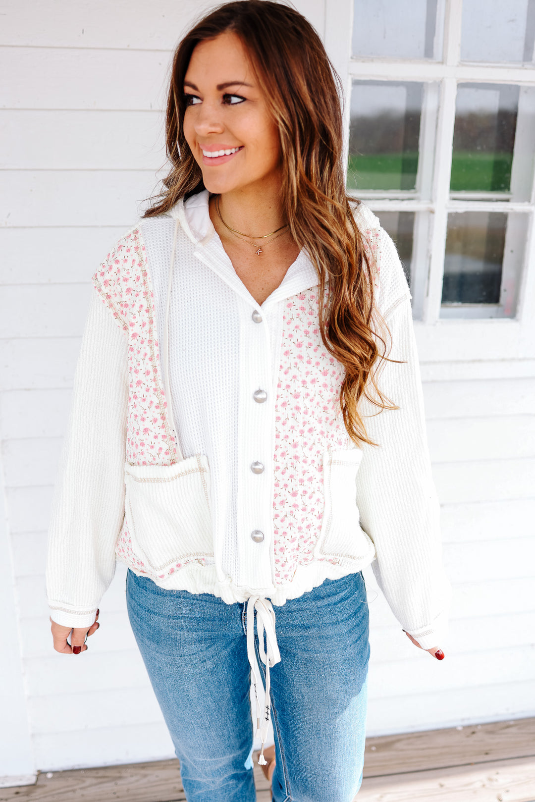 Clare Floral Quilted Jacket - Cream Multi