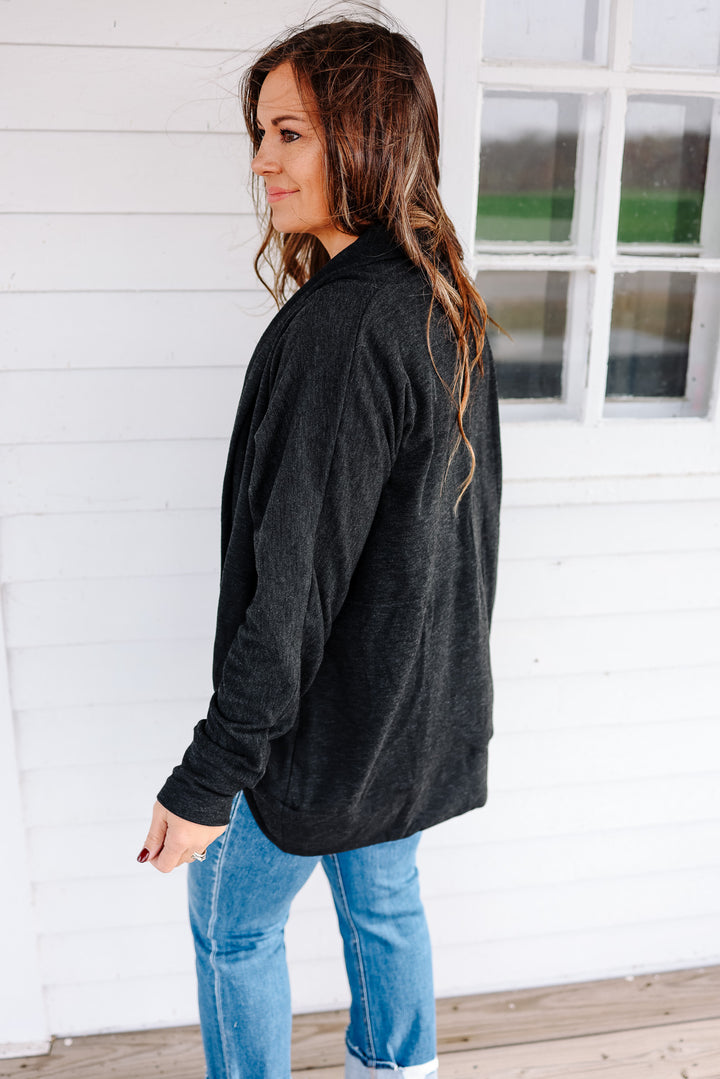 Ember Brushed Cocoon Cardigan - Dark Charcoal