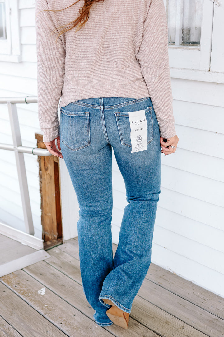 RISEN: Talen Tummy Control Mid Rise Flare Jeans