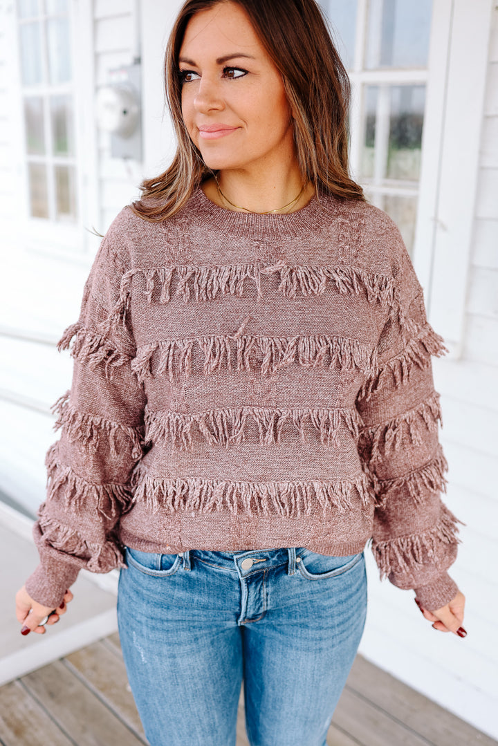 Maari Fringe Yarn Sweater - Dusty Purple