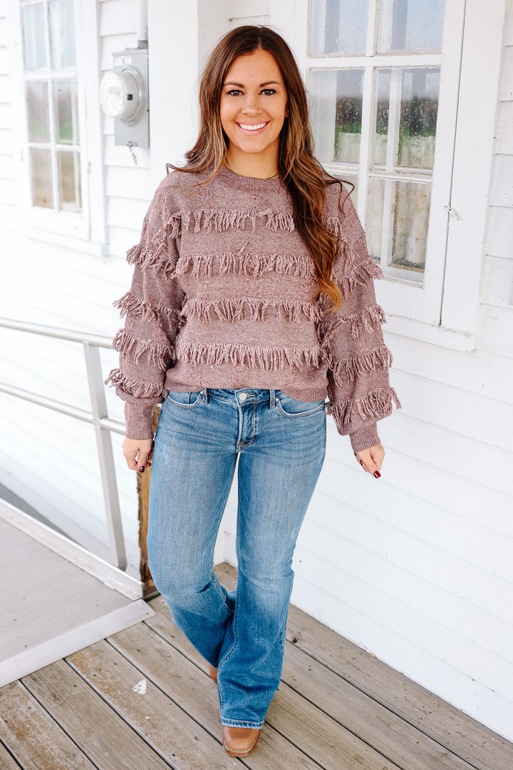 Maari Fringe Yarn Sweater - Dusty Purple