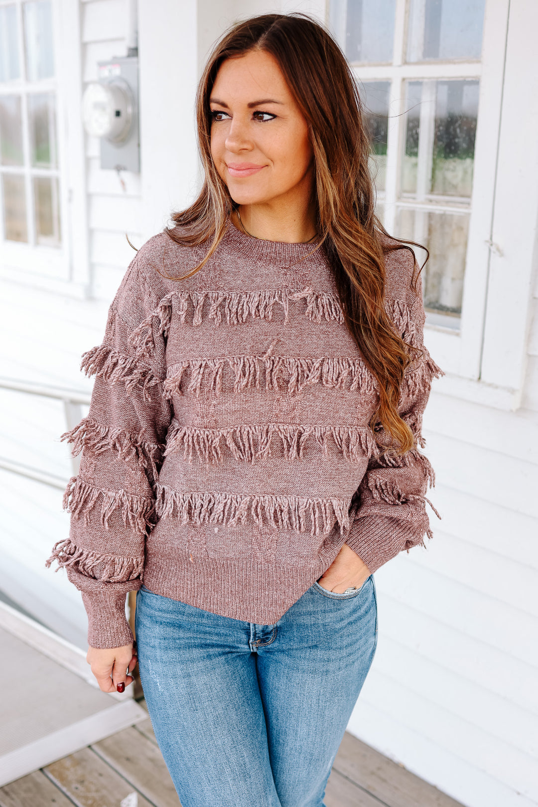 Maari Fringe Yarn Sweater - Dusty Purple