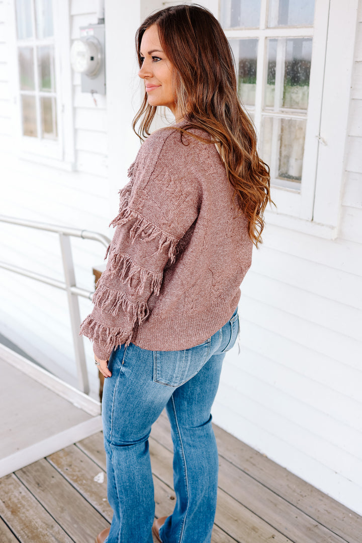 Maari Fringe Yarn Sweater - Dusty Purple