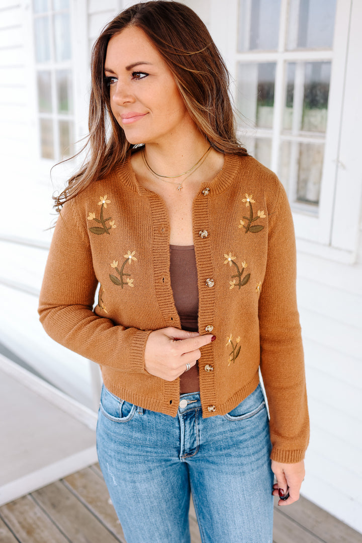 Toren Floral Embroidered Cardigan