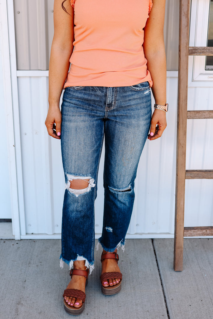 Wild and Worn Crop Straight Denim