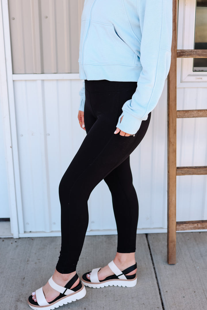 Butter Basic Leggings With Pockets - Black