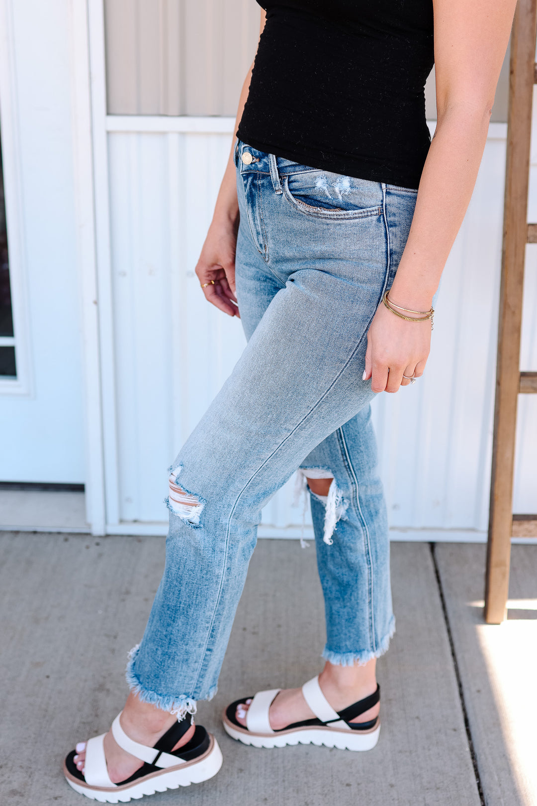 Casen Distressed Crop Straight Jeans