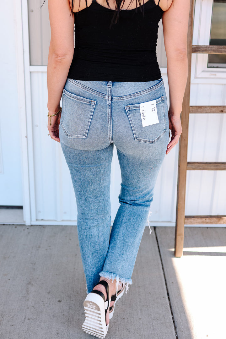 Casen Distressed Crop Straight Jeans