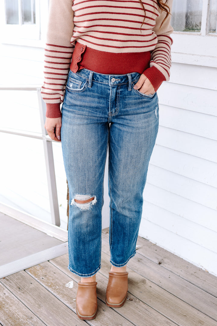 LOVERVET: Wyatt High Rise Ankle Straight Jeans