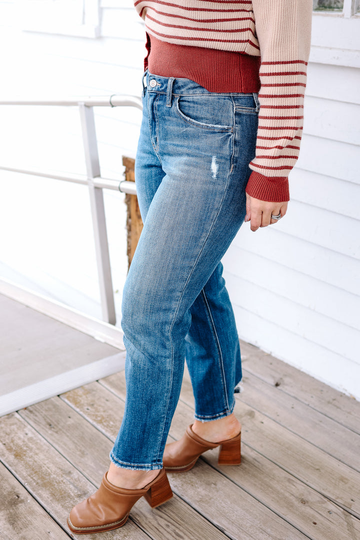 LOVERVET: Wyatt High Rise Ankle Straight Jeans