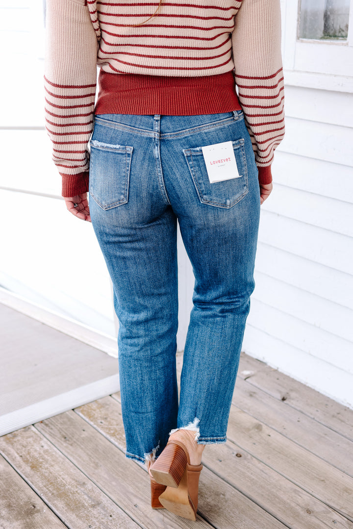 LOVERVET: Wyatt High Rise Ankle Straight Jeans