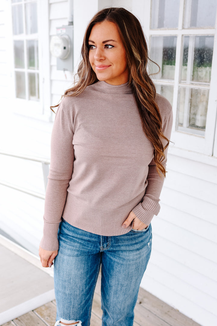 Inez Mock Neck Sweater - Mocha