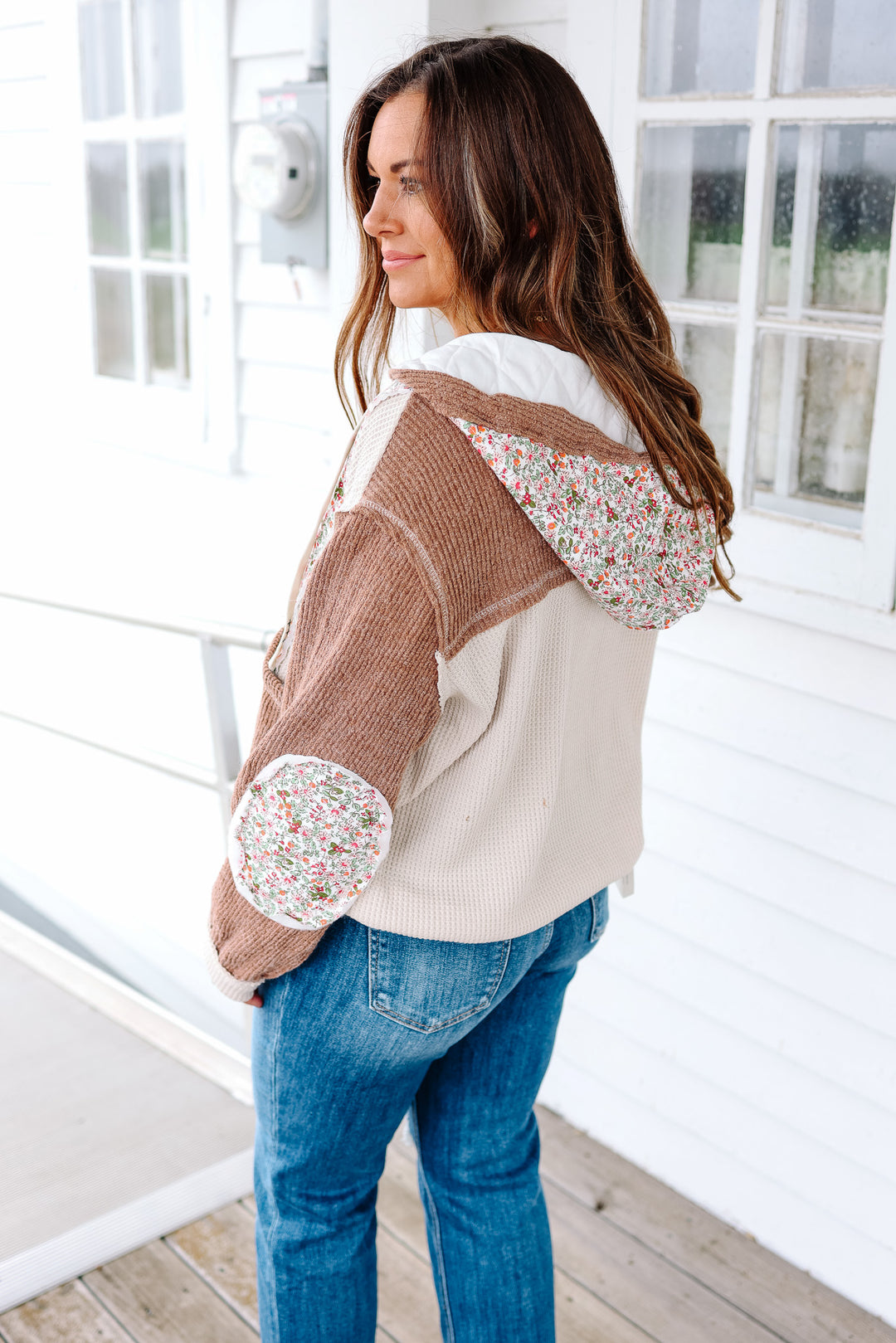 Clare Floral Quilted Jacket - Oat Choco Multi