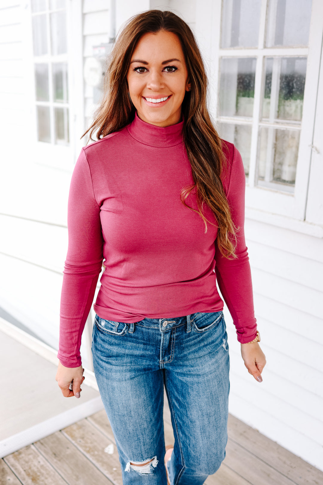 Evie Turtleneck Knit Top - Magenta