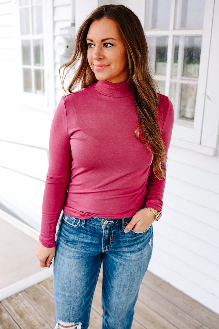 Evie Turtleneck Knit Top - Magenta