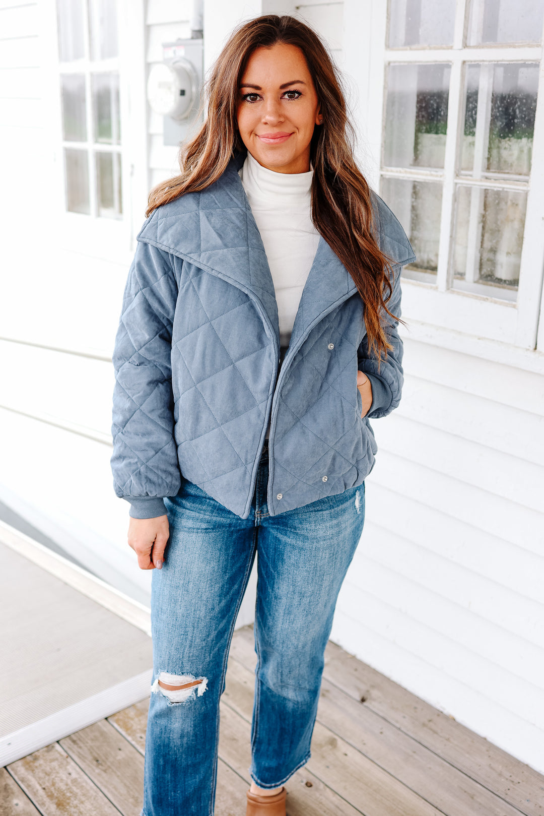 Kate Quilted Jacket - Slate Blue