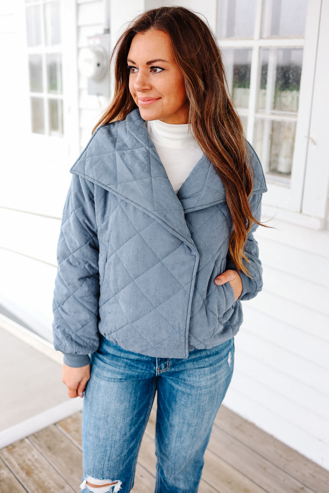 Kate Quilted Jacket - Slate Blue