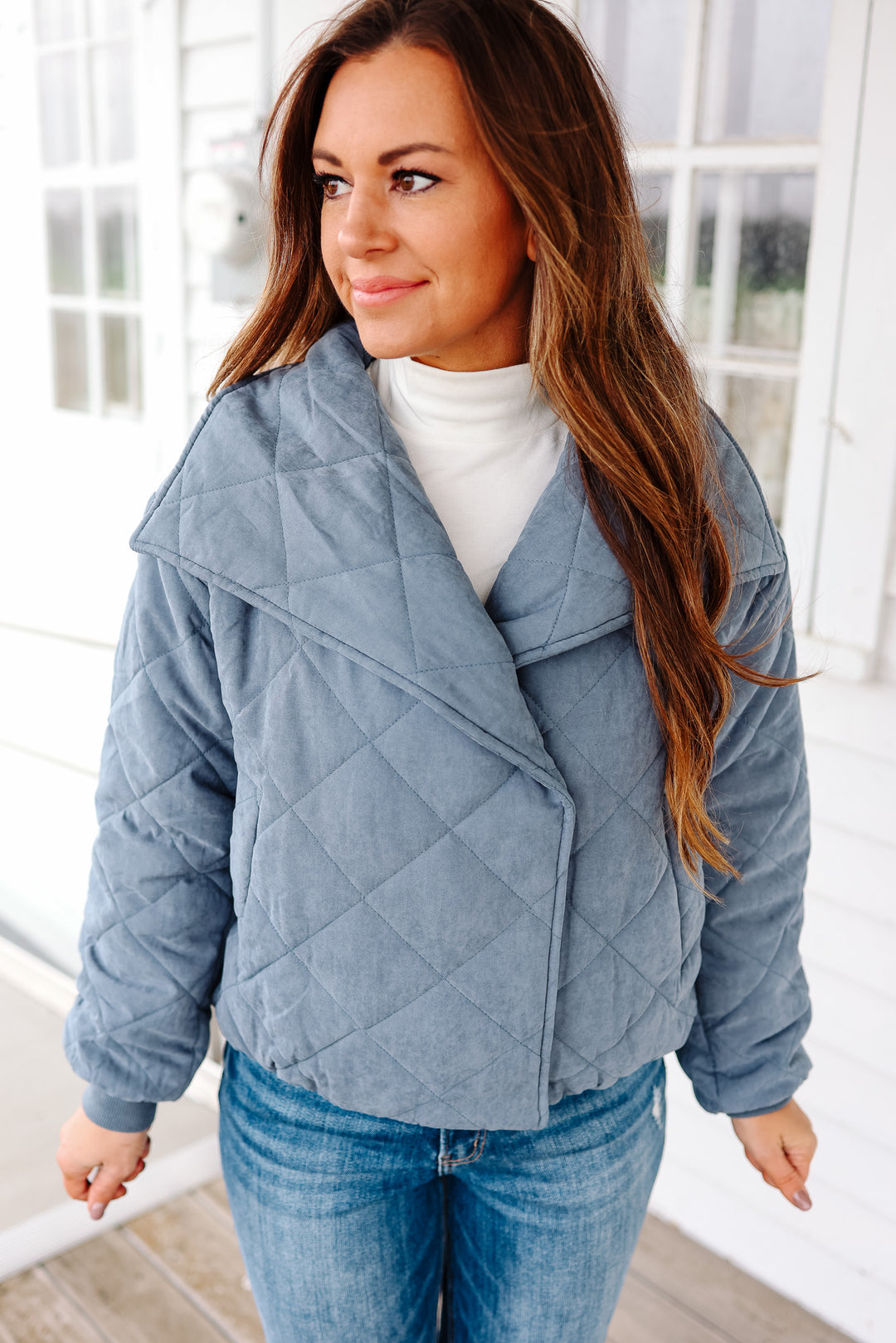 Kate Quilted Jacket - Slate Blue