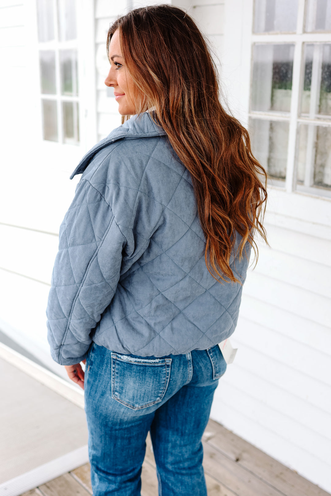 Kate Quilted Jacket - Slate Blue