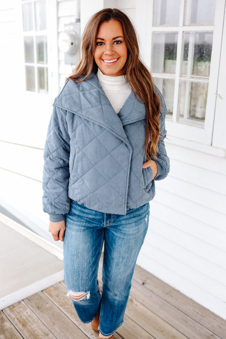 Kate Quilted Jacket - Slate Blue