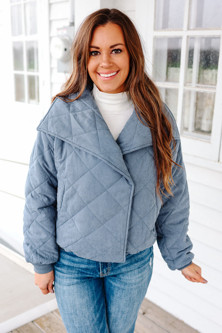 Kate Quilted Jacket - Slate Blue