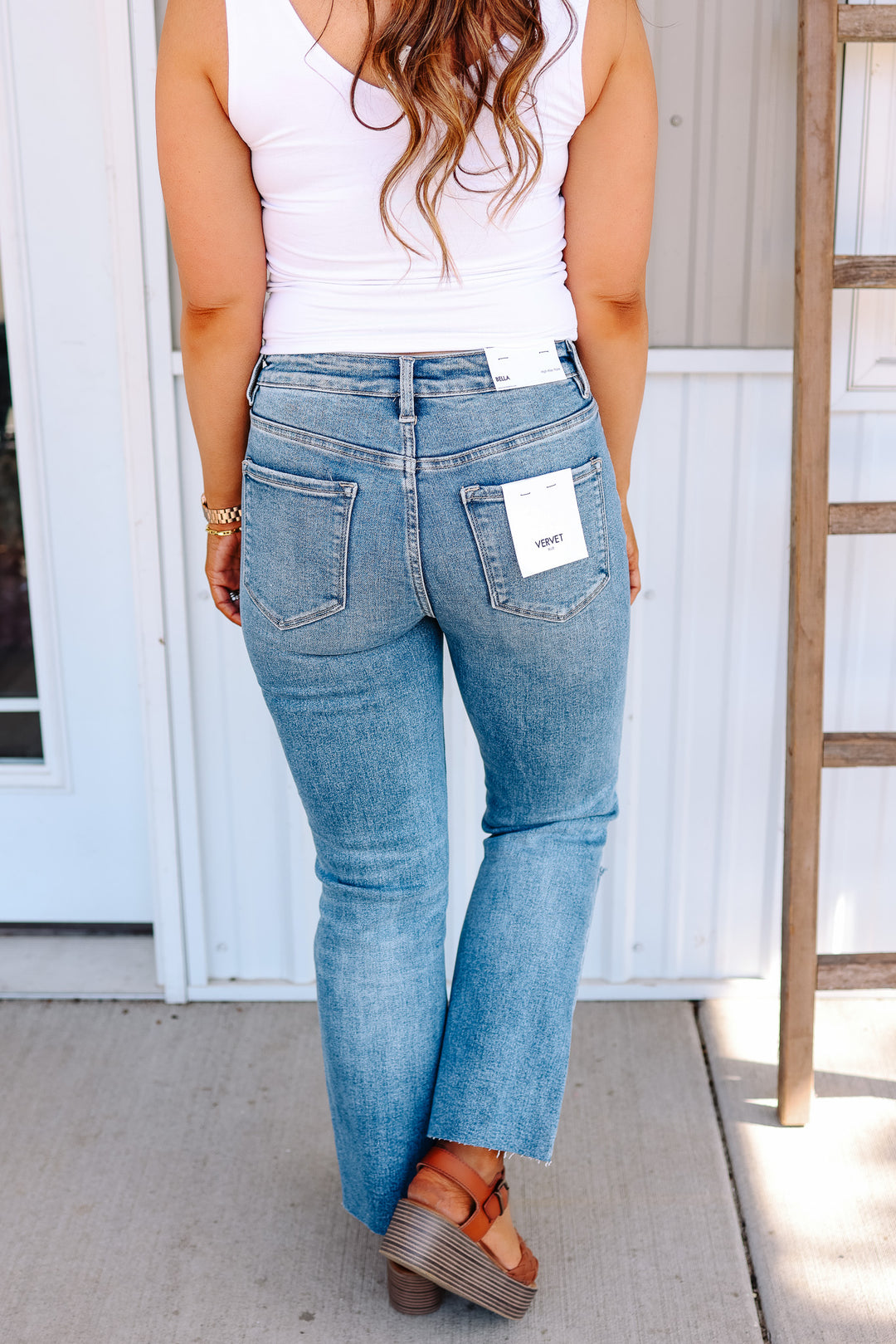 Rylan Clean Cut Hem Crop Flare Jeans