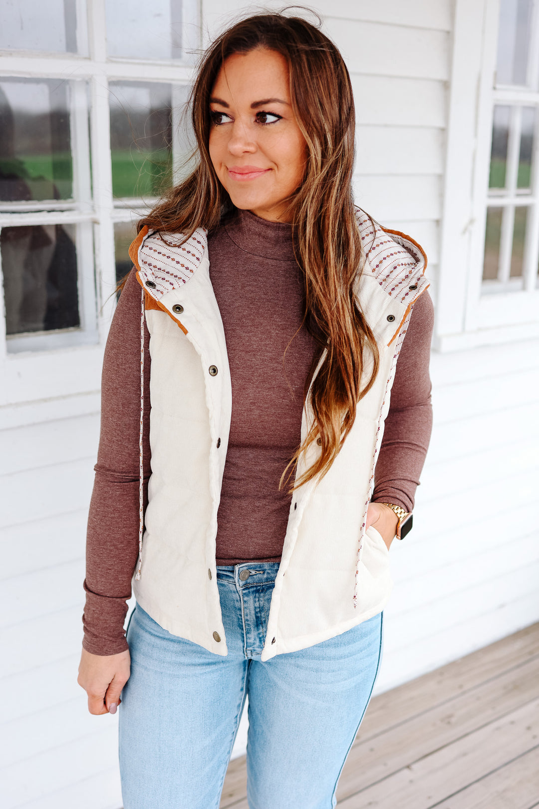 Ettie Corduroy Vest - Taupe