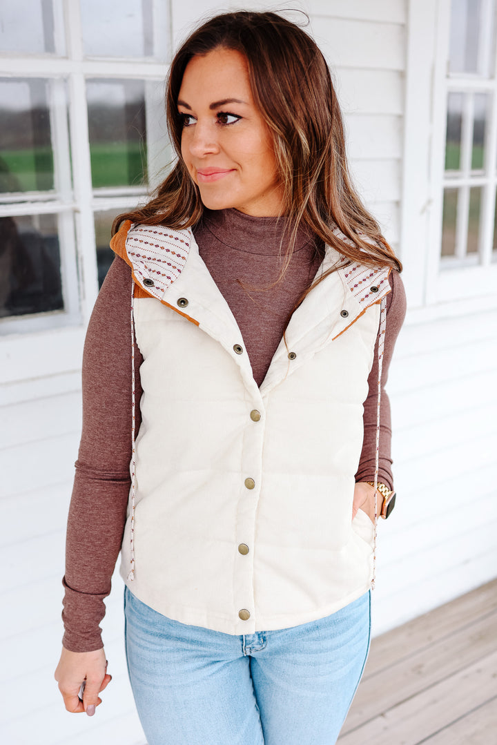 Ettie Corduroy Vest - Taupe