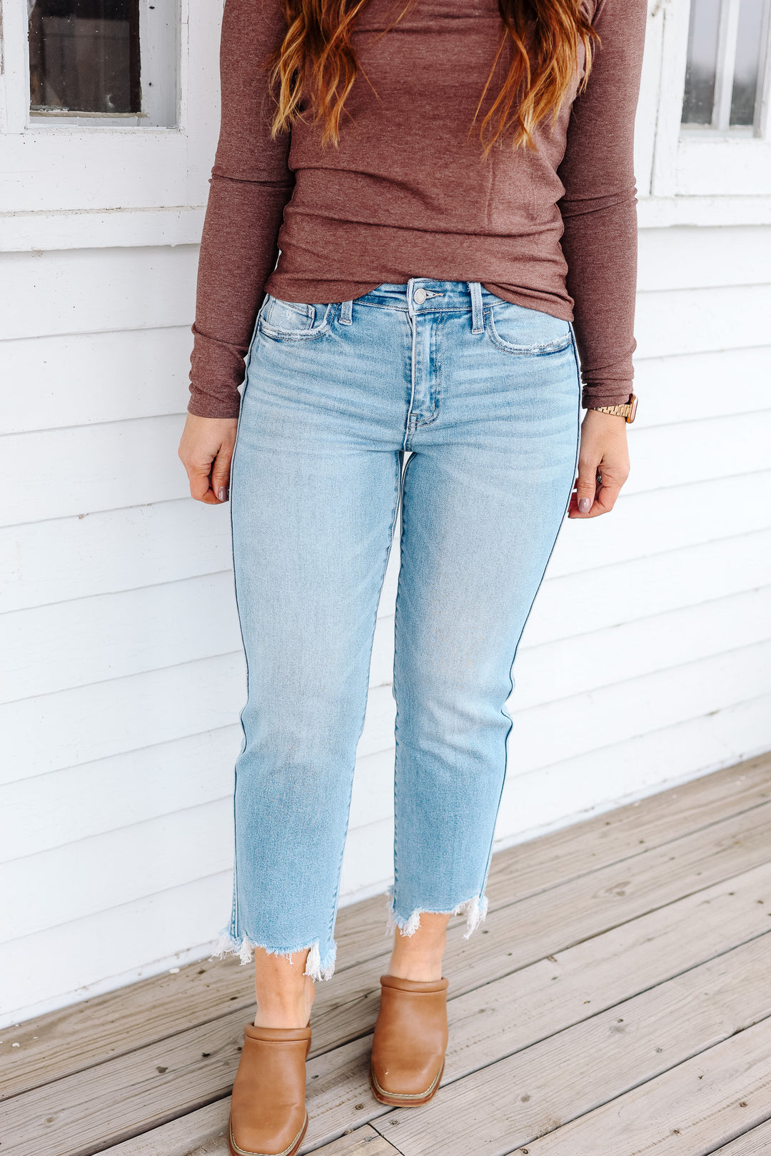 VERVET: Ridley High Rise Crop Straight Jeans